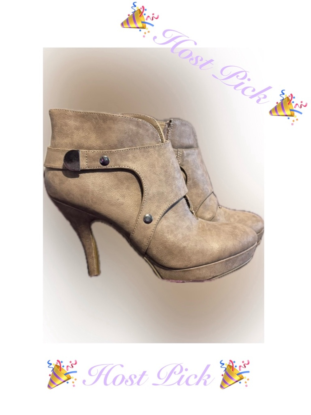 Unlisted by Kenneth Cole Taupe Faux-Suede High-Heel Ankle Booties